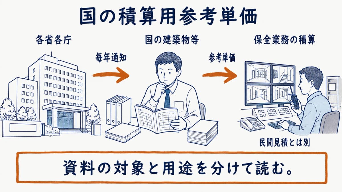 官庁施設の積算に用いる参考単価と民間見積を分けて読む防災センターの図解