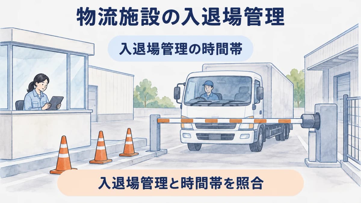 カラーコーンと出入口の受付カウンターで時間帯別条件を示す図