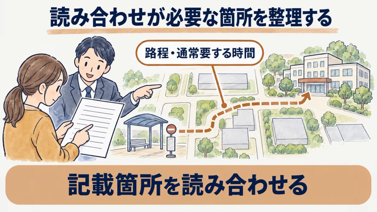 書類と施設図を読み合わせる発注者の確認図