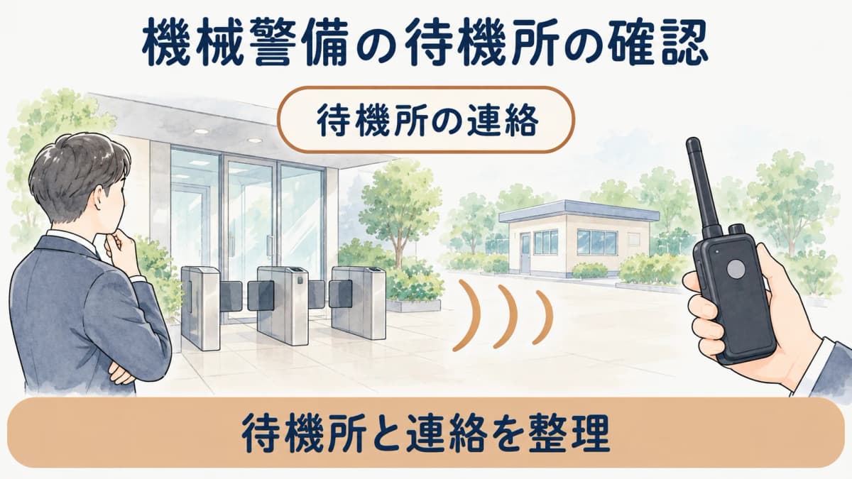 入退館ゲートと無線機で対象範囲と連絡方法を示す図