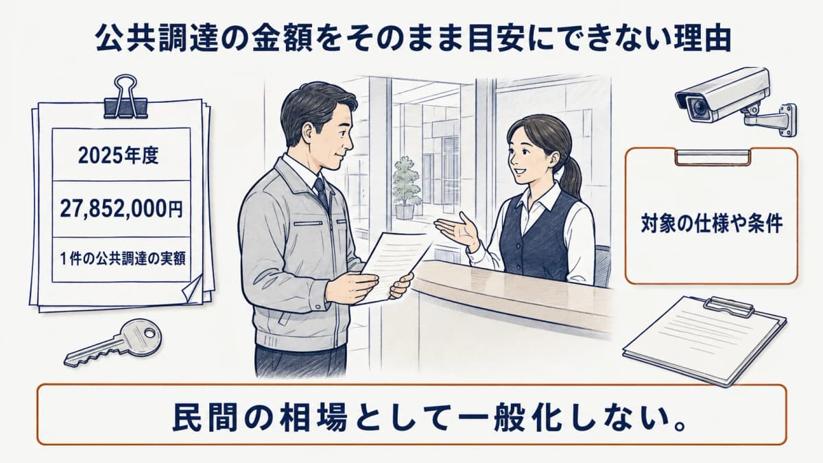 公共調達の実額と民間の発注条件を別の書類で確認するオフィスビルの施設管理者